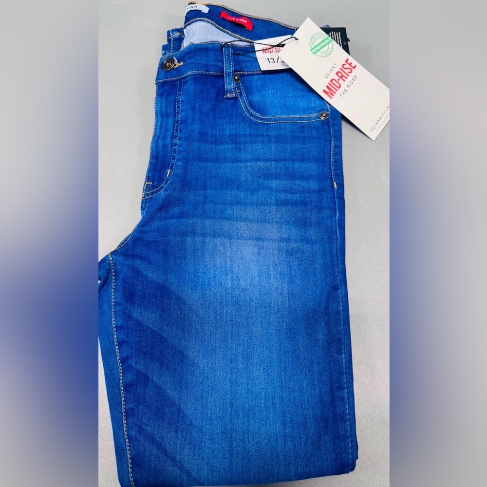 Celebrity Pink Women’s Infinite Stretch Mid Rise Skinny Blue Lagoon Jeans, NWT - Picture 8 of 11